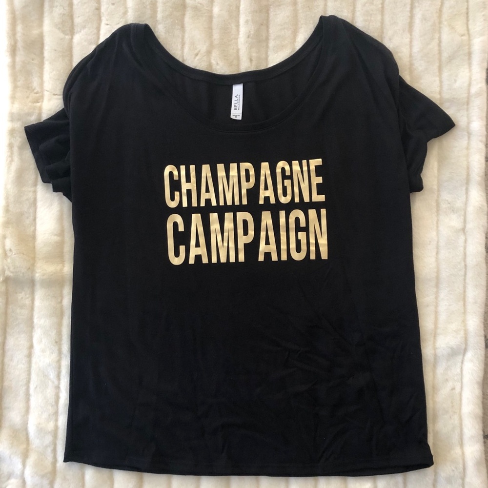 Black and gold Champagne Campaign T-shirt medium
